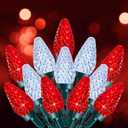 C9 Christmas Lights Outdoor, 66 FT 100 LED Connectable C9 String Lights with 8 Modes and Timer Xmas Tree Patio Roofline Garden Yard Holiday Party Indoor Outdoor Decoration, Red and White