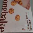 HONGBAKE 3 Pack Nonstick Ceramic Baking Sheet Pan Set for Oven, Non-Toxic Half/Quarter/Jelly Roll Pans with Diamond Texture, 0.8mm Aluminized Steel Cookie Trays for Cooking, Christmas Red & Cream