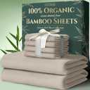 DECOLURE 100% Organic Viscose Derived from Bamboo Sheets King Size 6pcs - Ultra Soft & Luxuriously Cooling, 17" Deep Pocket, Double Stitching, Perfect for Hot Sleepers - King Bed Sheets (Taupe)