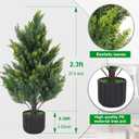2.3FT Tall Artificial Cedar Topiary Trees Set of 2, Artificial UV Resistant Potted Plants, Faux Bushes Fake Shrubs for Outdoor Indoor Home Entryway Front Porch Garden Patio Offices Living Room Decor