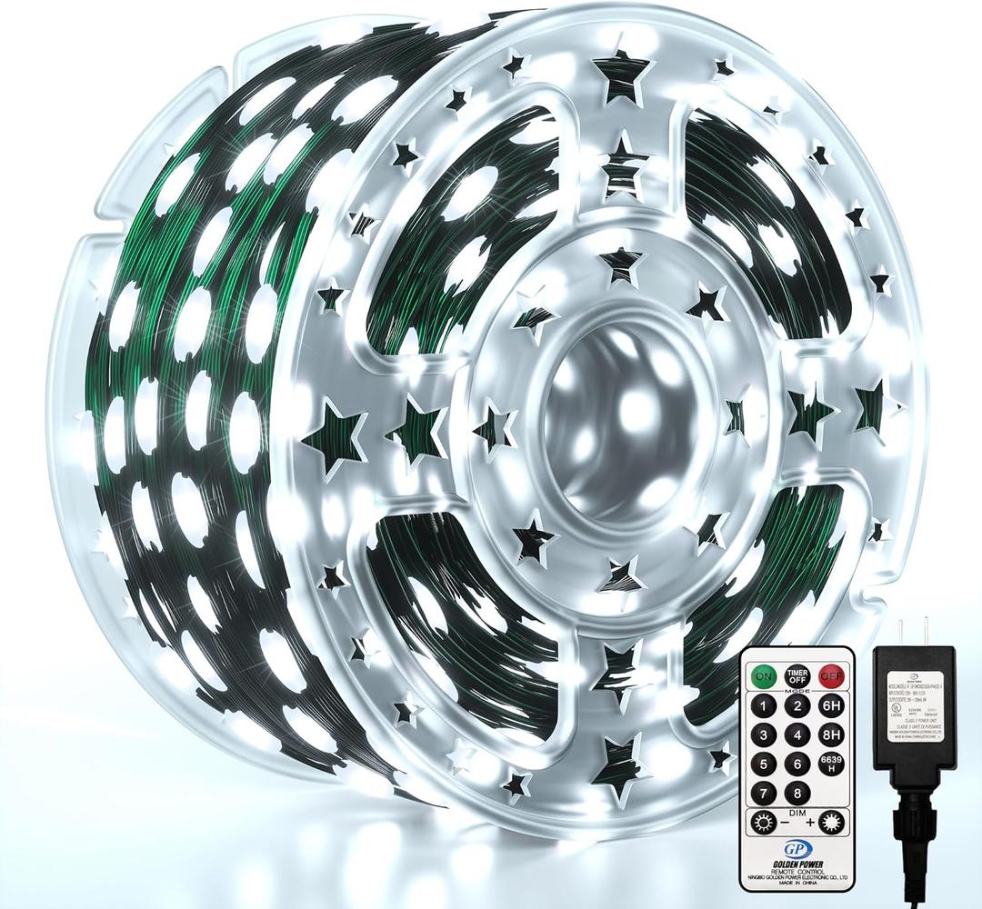 Eueasy Christmas Lights Outdoor, 1000 LED 344FT Fairy String Lights Plug in Waterproof with Remote, 8 Modes with Timer for Indoor Decorations Bedroom Xmas Tree Holiday House Party Decor