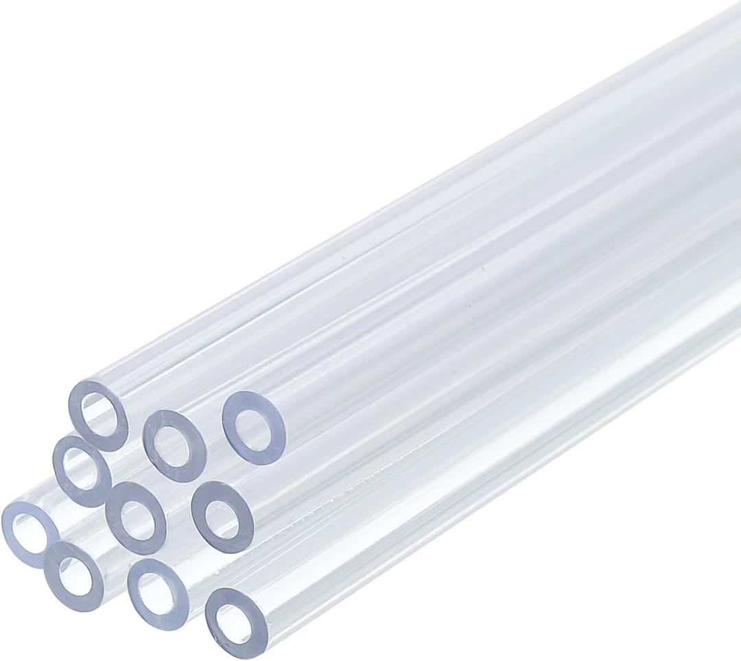 uxcell 10 Pcs Clear Plastic Rigid Tubing 2mm ID x 4mm OD, 0.5 Meters Length Round Polycarbonate Tubing for Aquarium Water Pipe, Water Cooling System, Plumbing
