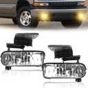 Fog Lights Assembly Fits For 1999-2002 Silverado 1500 2500/2001 2002 Silverado 1500HD 2500HD 3500/2000-2006 Tahoe Suburban 1500 2500 With Halogen Bulbs- Left & Right Side