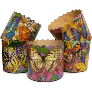 LOVARE Panettone Paper Mold Butterfly - 12pcs, H 3.54x3.54 W (9cm x9cm) Kulich Mold - Easter Round Panettone Paper Bread Baking Forms - Pans Paper Panettone (Kids)