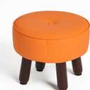 13in Small Foot Stool Ottoman, Round Faux Leather Foot Rest for Couch, Under Desk Pouf Footstool Footrest with Non-Skid Rubber Legs for Ling Room, Bedroom, 13''L x 13''W x 10.2''H, Orange