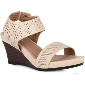 BATA Wedge Heeled Sandals, Dressy Heels, Comfortable Casual with Durable Sole, Cushioned & Lightweight Sole Slip On, Stylish Everyday Footwear for Office, Work, Travel & Outdoor (3, Beige)