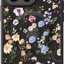 FUNMIKO for iPhone 15 Pro Max Case Wireless Charging & Military-Grade Protection - Cute Floral Design for Women Girls, Non-Slip Matte Cover with Shockproof Corners - Flowers and Leaves