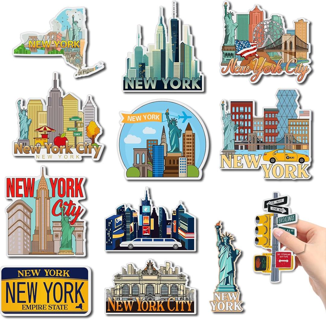 Xuhal 12 Pcs New York Fridge Magnet USA Cities Magnetic Refrigerator Stickers Souvenirs Gifts for Refrigerator Home Decoration