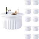 10 Pack White Round Spandex Tablecloths for 60in Tables, 120Inch Stretchy Fitted 5FT Round Table Clothes,Wrinkle Free Table Cover with Skirt for Wedding Party Dining Banquet