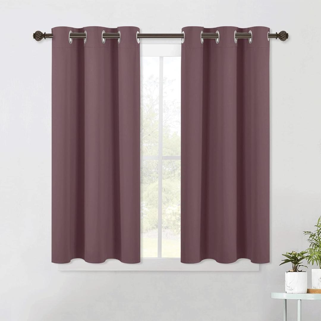 NICETOWN Modern Blackout Curtains Noise Reducing, Thermal Insulated and Privacy Room Darkening Drape Panels for Boy's Guest Room Door Small Short Window (Dry Rose, 2 Panels, W42 x L45 -Inch)