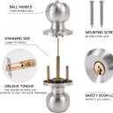 Door Knob with Lock, Exterior Door Knob for Bedroom/Bathroom or Office, Door Lock with Key for Right/Left Handed Doors (Satin Nickel)