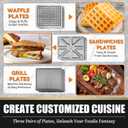 FineMade 3 in 1 Panini Grill Press with 3 Removable Plates, Breakfast Sandwich Maker, Electric Griddle Panini Press, Grilled Cheese Maker, Sandwichera Electrica, Belgian Waffle Maker