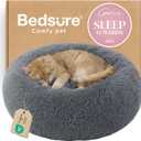 Bedsure Calming Cat Beds for Indoor Cats - Small Cat Bed Washable 20 inches, Anti-Slip Round Fluffy Plush Faux Fur Pet Bed, Fits up to 15 lbs Pets, Dark Grey