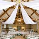 PartyVillage 4 Panels 5ftx20ft White Ceiling Drapes for Wedding Parties – 20 FT Extra Long Thick Polyester WrinkleFree Drapery Tent Decor Decorations for Birthday Party Ceremony Stage Swag