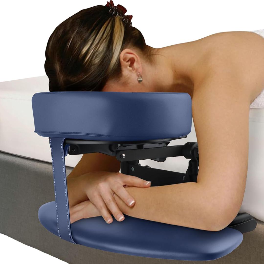 TOROKOM Adjustable Headrest Face Pillow Cradle & Support Bracket, Face Pillow, Salon Home Mattress Massage Kit (Blue)