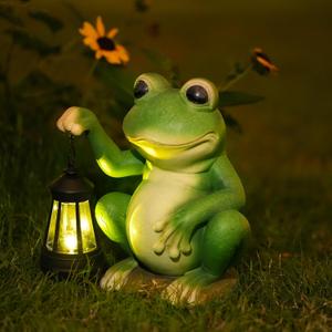 Glowing Garden Frog Outdoor Decor Cute Animal Outdoor Statue for Yard Patio Ornaments, Solar Frog Garden Decor for Birthday Housewarming Gifts for Woman, Mom, Grandma