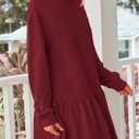 PRETTYGARDEN Womens Patchwork Sweatshirt Dress 2025 Fall Casual Long Sleeve Crewneck Pullover Cute Babydoll Mini Dresses (Wine Red,Small)