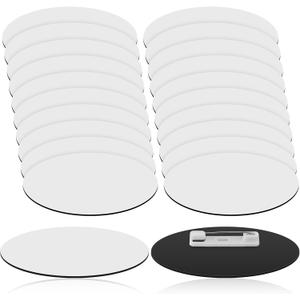 XunYee 20 Pcs Blank Name Tags Pins 1.5 x 3 Inch Plastic Oval Name Badge Holder with Clips DIY Engraved Custom ID Badge for Teacher Employee Office Workers (White)