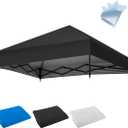 10 x 10FT Canopy Tent Replacement Top, Instant Pop Up Canopy Straight Leg Replacement Cover for Outdoor Garden Picnic, Camping (Off-Black)