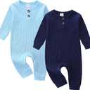 Baby Boy Girl Clothes 2 Pack Short/Long Sleeve Snap Closure Romper for Infants