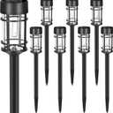 Mancra Solar Pathway Lights, 8 Pack LED Solar Lights Outdoor Waterproof, Glass Metal Garden Lighting for Yard Path Landscape Lawn Walkway Driveway, 3000K