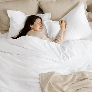 PHF Cotton Muslin Comforter Set Queen 100% Cotton Cover, Ultra Soft & Breathable, 3PCS Lightweight All-Season Bedding with Polyester Fill, 1 Comforter 90"x90" & 2 Pillow Shams 20"x26", White
