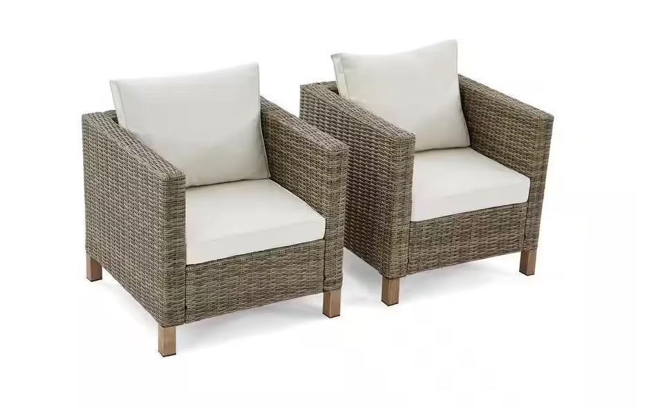 Outdoor Chair Cushions Set of 2, Waterproof Backrest and Deep Seat Cushion Set for Patio Furniture, Outdoor Sofa Replacement Cushions with Removable Cover, 24 x 24 Inch, Cream