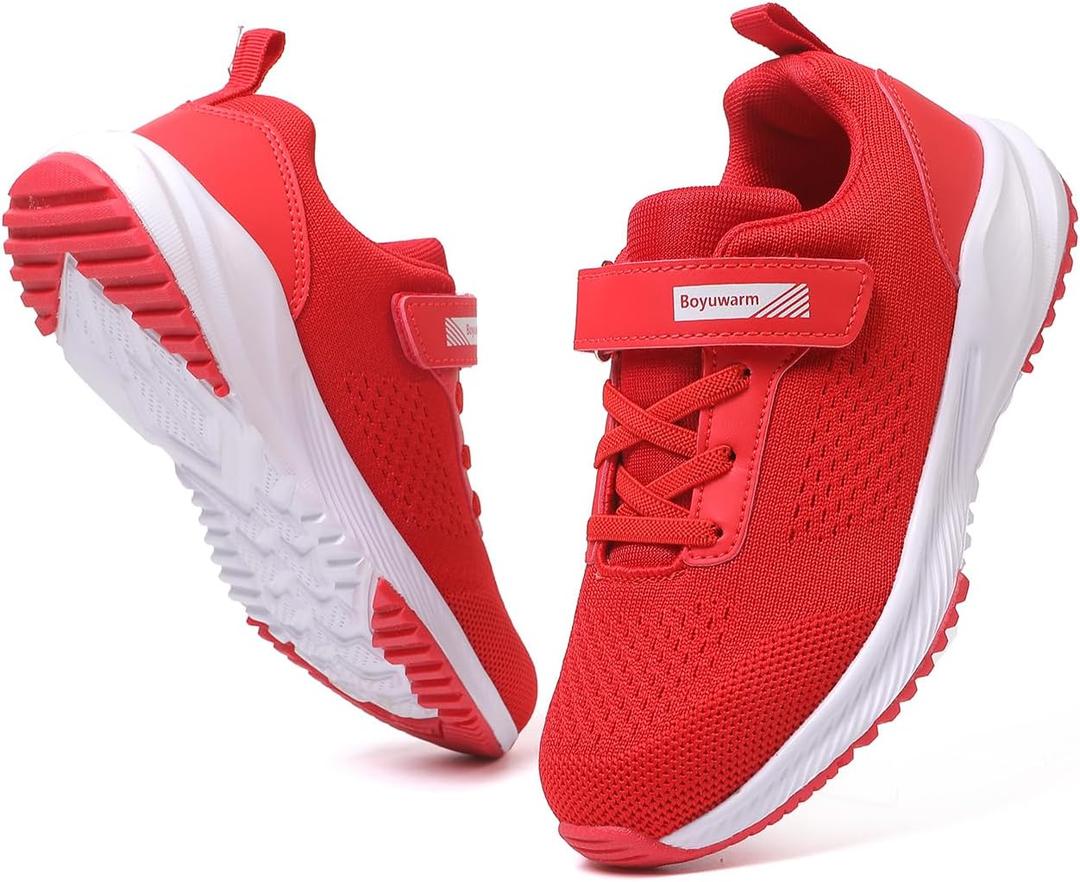Boyuwarm Kids Athletic Tennis Shoes, Lightweight Running Sneakers, Non-Slip Sport Shoes, Boys Girls (Red, Toddler, 10, Numeric, US Footwear Size System, Medium)