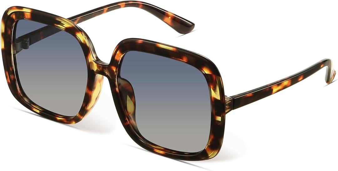 miyya Oversized Polarized Sunglasses Women, Trendy Retro Sun Glasses for Women 2025, Oversized Shades (Tortoise/Blue, 3 Pack)