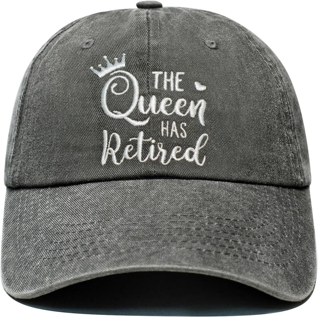 Retirement Gift for Woman, Retirement Hats for Women Grandma Mom Wife, Adjustable Embroidered Baseball Cap (Gray)