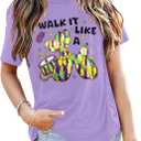 Mardi Gras Shirts Women: Mardi Gras Day Hearts T-Shirt Fat Tuesday Tee Carnival Shirt New Orleans Party Tshirt (Purple, M)