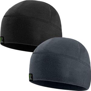 Temple Tape Tactical Fleece Watch Cap Beanie  Skull Cap Fleece Hat - Mens & Women (One Size, [2-pack] 1-black & 1-graphite Grey)