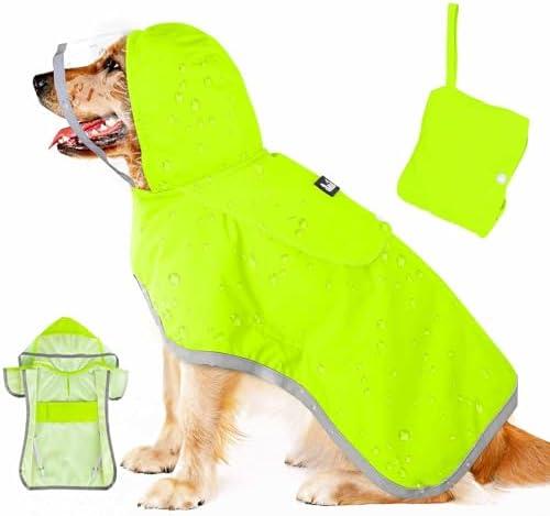 Lukovee Dog Raincoat, Adjustable Dog Rain Jacket with Clear Hooded Double Layer for Large Medium Small Dogs Puppies, Waterproof Rain Coat Poncho with Reflective Storage Pocket & Rim(L)