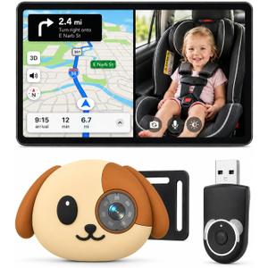 Cabin Care 1080P Baby Car Camera Wireless CarPlay Adapter for iPhone Only | Baby View on Screen, Split Nav, Night Vision, 150 Wide, No Android Support