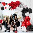 155pcs Red Black and White Balloon Garland Arch Kit, Different Size Red Black White Silver Confetti Balloons for Shower Birthday New Year Graduation Wedding Racing Car Poker Party Decorations