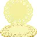 Round Paper Doilies, 100 Pcs 3.5” Colorful Decorative Lace Paper Doilies Disposable Placemats for Wedding Birthday Desserts Cakes Party Tableware Food Decoration, Yellow