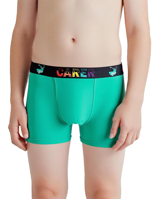 Carer Boys Incontinence Underwear Washable Kids Cotton Incontinence Boxer Briefs with Front Absorbency 80ml Reusable Leak Proof Underwear for Youth Boy Age 418 3pk M (2 Black, 1 Green)