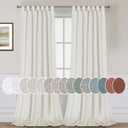 H.VERSAILTEX Natural Linen Tab Top Curtains 84 Inch Length for Living Room 2 Panel Drape Semi Sheer Neutral Country Rustic Farmhouse Boho Curtain Bedroom Muslin Look Light Filtering, Heathered Natural