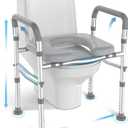 Raised Toilet Seat with Handles for Elderly, Toilet Seats Risers for Seniors,Adjustable Height & Width 400 lb Handicap Pregnant Elavted Toilet Seat Chair, Fits Any Toilet (Silver)