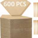 600 Count #2 Coffee Filter, Disposable Cone Coffee Filters For Pour Over and Drip Coffee Maker (2-6 cup)