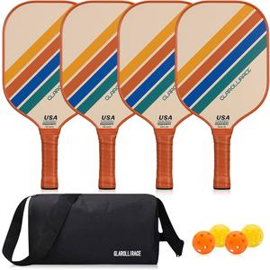 Pickleball Paddles Set of 4 Pickle Ball Rackets, USAPA Approved Pickleball Set of 4 Paddles, Fiberglass Surface & 13MM PP Honeycomb Core, Breathable Handle, 4 Indoor & Outdoor Balls, 1 Pickleball Bag