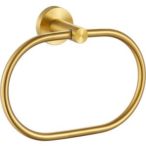 Angle Simple Towel Ring Brushed Dark Gold, SUS 304 Stainless Steel Swivel Hand Towel Holder for Bathroom Wall Mount