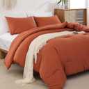 ROSGONIA Queen Comforter Set Burnt Orange, 3pcs (1 Boho Terracotta Comforter & 2 Pillowcases), Lightweight Fall Bedding Rust Blanket All Season Quilt, Queen Comforter 90"x90"