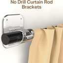 8PCS No Drill Adhesive Curtain Rod Brackets 40LB, Curtain Rods No Drilling Renter Friendly Hooks, No Damage Curtain Holders Apartment Farmhouse Classroom Decor Hanging Drapes Rv Over Blinds Bedroom