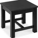VICTORY RELAX 12 Inch Wooden Black Step Stool, Small Nature Beach Chair Under Desk, Indoor Acacia Wood Short Footstool for Living Room, Kitchen, Bathroom