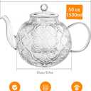 Glass Teapot with Removable Infuser-1500ml Clear GlassTea Pot for Stovetop, Borosilicate Microwave Safe Glass Tea Kettle and Tea Maker for Blooming & loose Tea