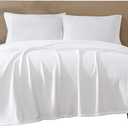 Beatrice Home Fashions GOTS Certified 100% Organic Cotton Medium Weight Blanket, Soft and Cozy Blanket for Bed, Sofa, Couch, Chair, Full/Queen, White