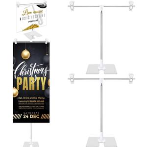 4 Pack Adjustable Metal Banner Holder Table Top Banner Display Poster Stand T Shaped Stand Desktop Business Poster Holder Advertising Display Sign for Indoor Outdoor Store Board