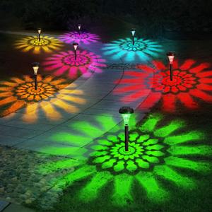 Solar Pathway Lights Outdoor, 8 Pack RGB Color Changing+Warm White LED Path Light IP67 Waterproof, Solar Powered Lights for Walkway Driveway Garden Yard Backyard Lawn Landscape Lighting Decorative