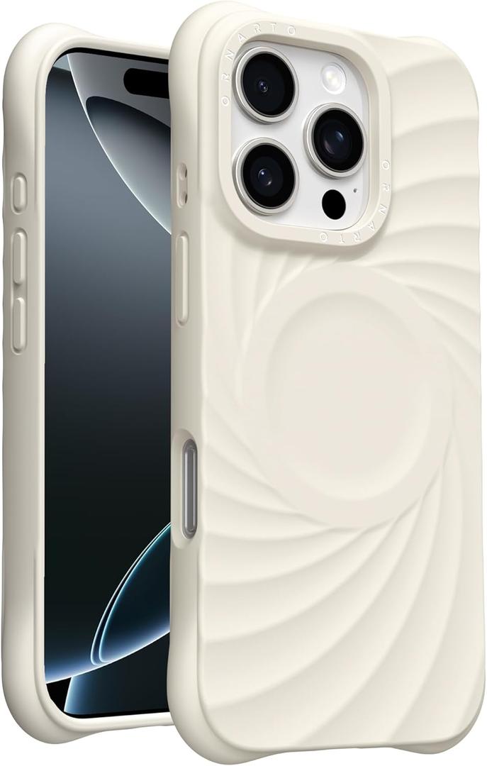 ORNARTO Vortuxe for iPhone 16 Pro Max Case 6.9" | 2X MIL-STD Drop Protection | Compatible with MagSafe | Sleek Aesthetic Liquid Silicone Phone Cover - Cream